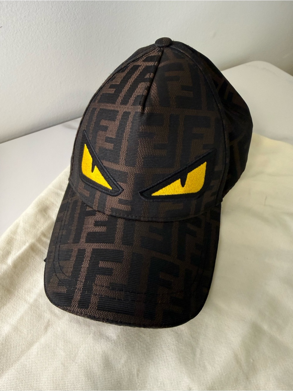 Fendi FF Zucca Monster Eyes Bag Bugs Baseball Cap | Brown/Black | Made in Italy - Picture 1 of 6